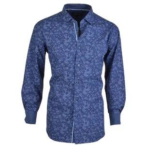 NEW SPAZIO men's tonal floral sport shirt in navy